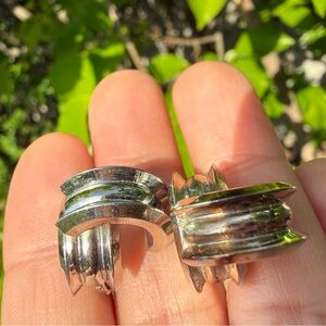 Silver-Tone Curved Band Statement Earrings - Women Jewelry